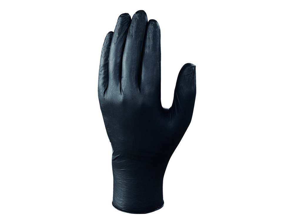 GUANTES DE NITRILO DELTAPLUS QUIMICO DESECHABLE NO EMPOLVADO TALLA 7/8 COLOR NEGRO CAJA DE 100 UNIDADES