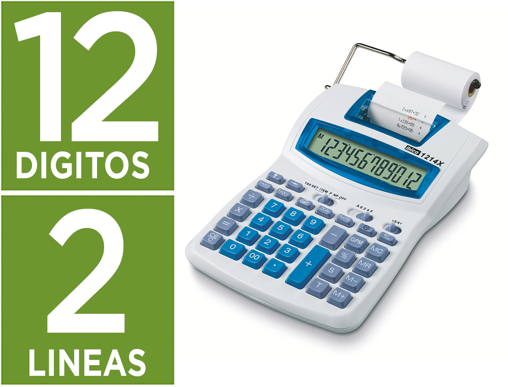 CALCULADORA IBICO 1214X IMPRESORA PANTALLA LCD PAPEL 57 MM 12 DIGITOS IMPRESION BICOLOR